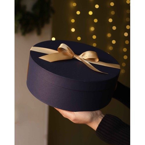 Новорічний подарунок. Синій раунд із свічкою та медовою пастою, 25 × 9 см Новорічний подарунок. Синій раунд із свічкою та медовою пастою, 25 × 9 см